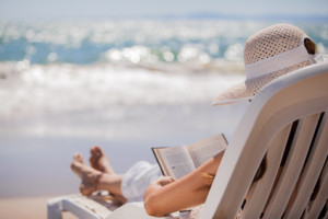 Relaxing and reading at the beach